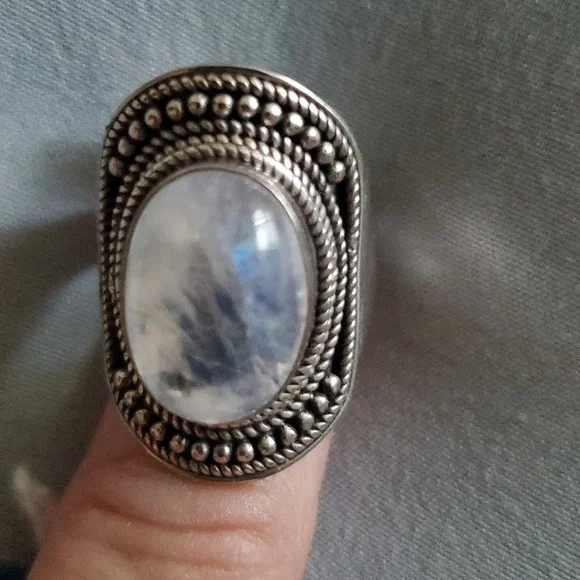 SG's Rainbow Moon Stone Ring made in India - Picture 10 of 16